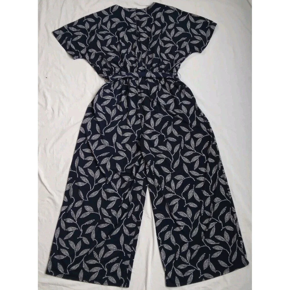 Lane Bryant Kimono Sleeve V-Neck Jersey Jumpsuit Leaves Flowy Chic Boho 14/16 - Picture 8 of 12